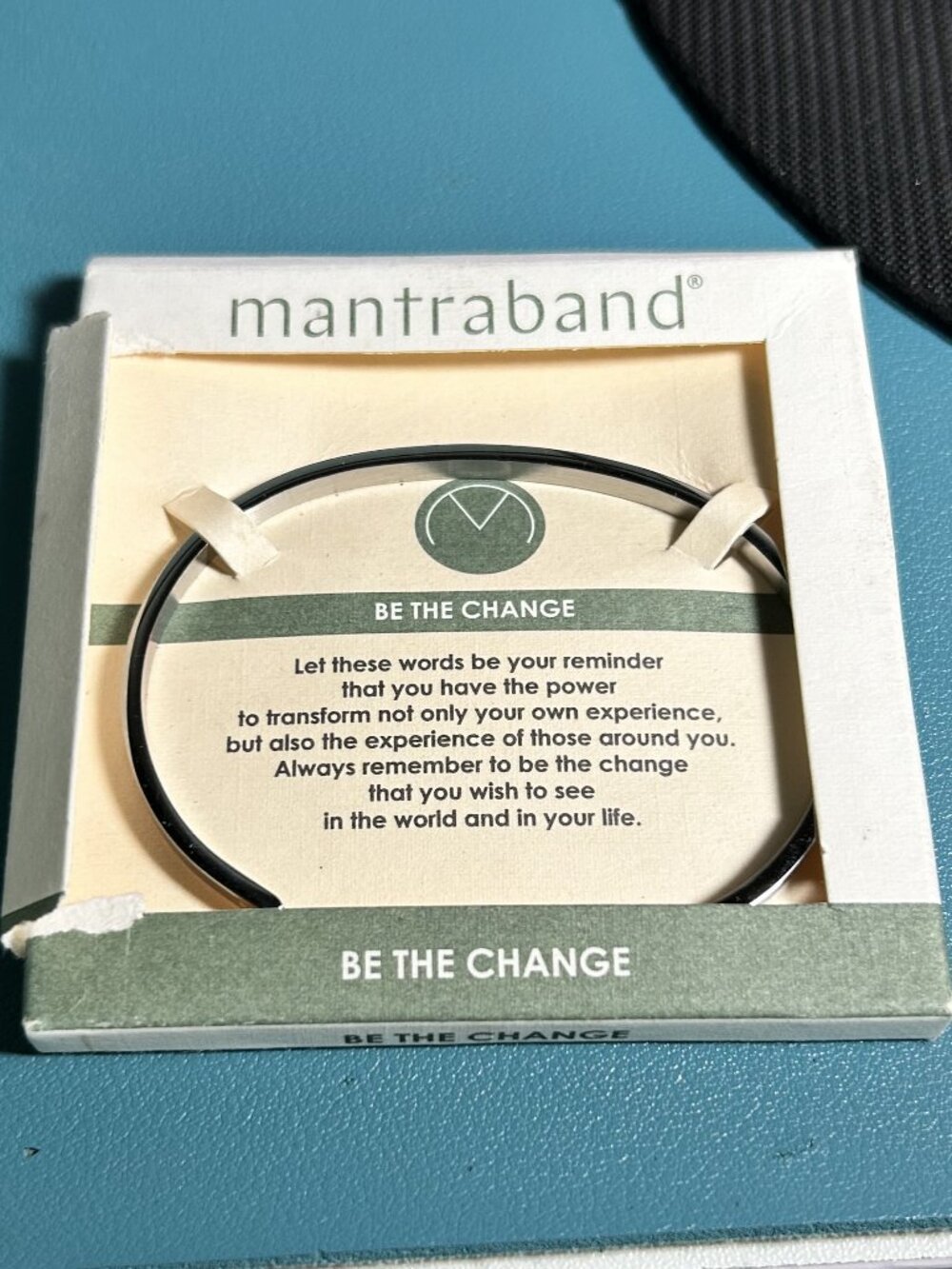 Mantraband Silver Stainless Steel Cuff Bracelet Be The Change New In Box